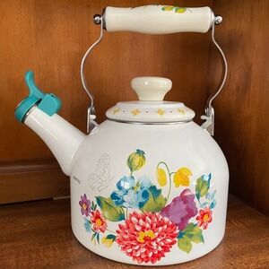 The Pioneer Woman Tea Kettle Blooming Bouquet Enamel on Steel 2 Quart‎ Farmhouse